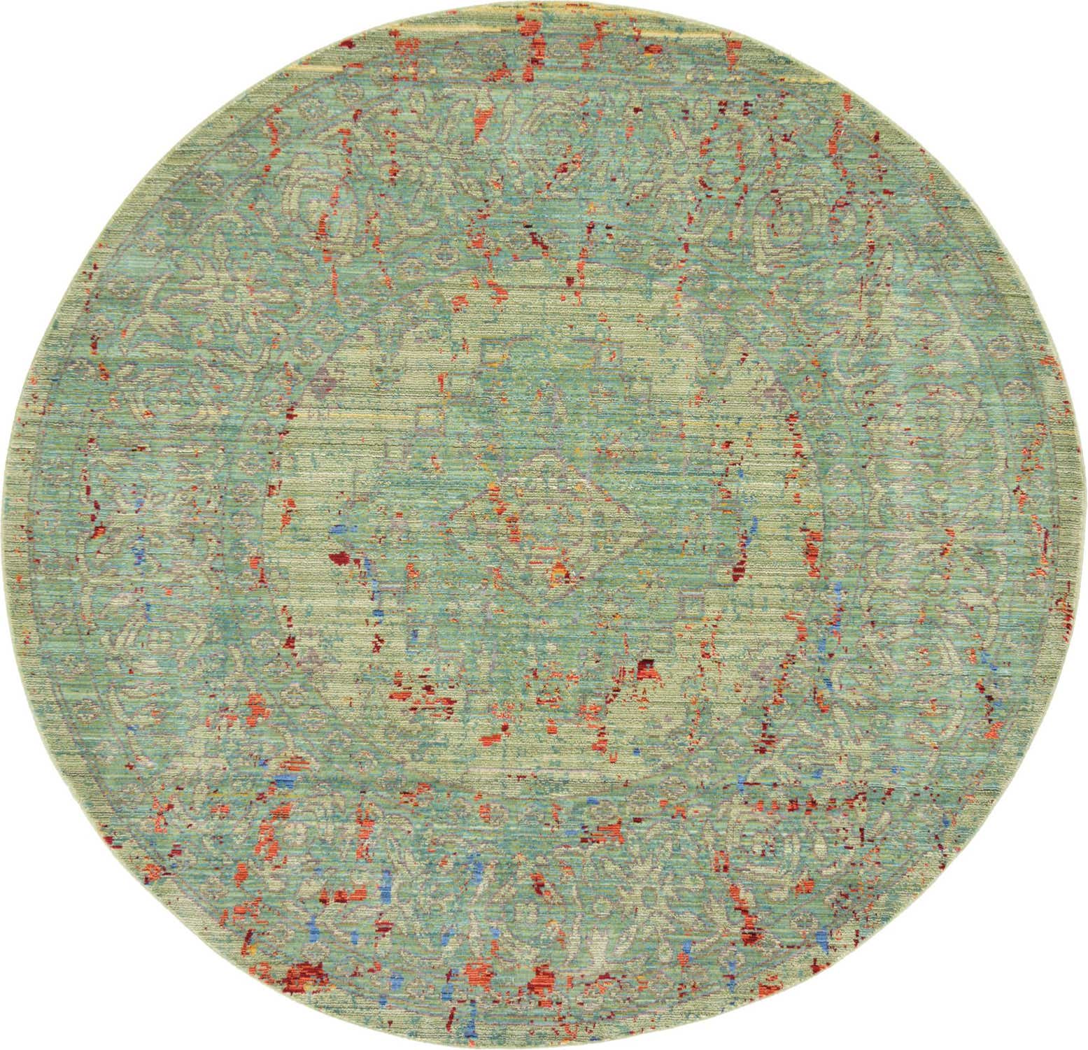 6' x 6' Aqua Round Rug