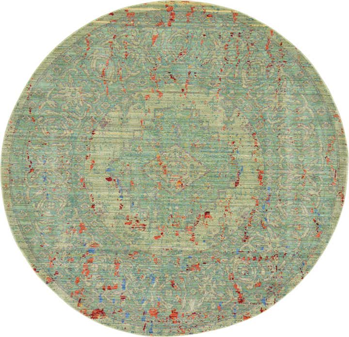 6' x 6' Aqua Round Rug