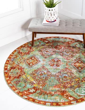 6' x 6' Aqua Round Rug