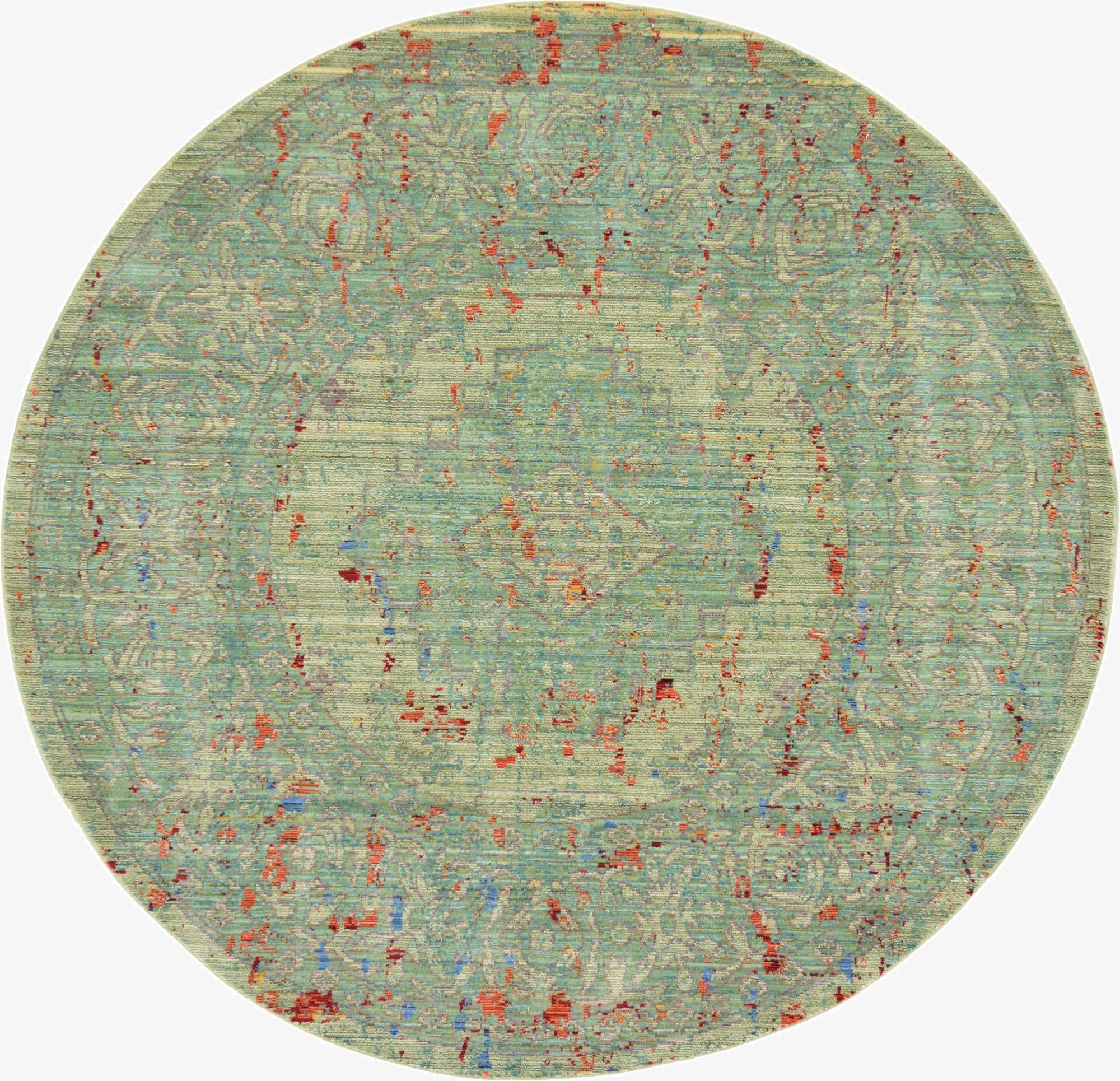 6' x 6' Aqua Round Rug