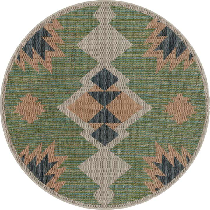 5' 3 x 5' 3 Easy-Clean Baja Indoor / Outdoor Round Rug