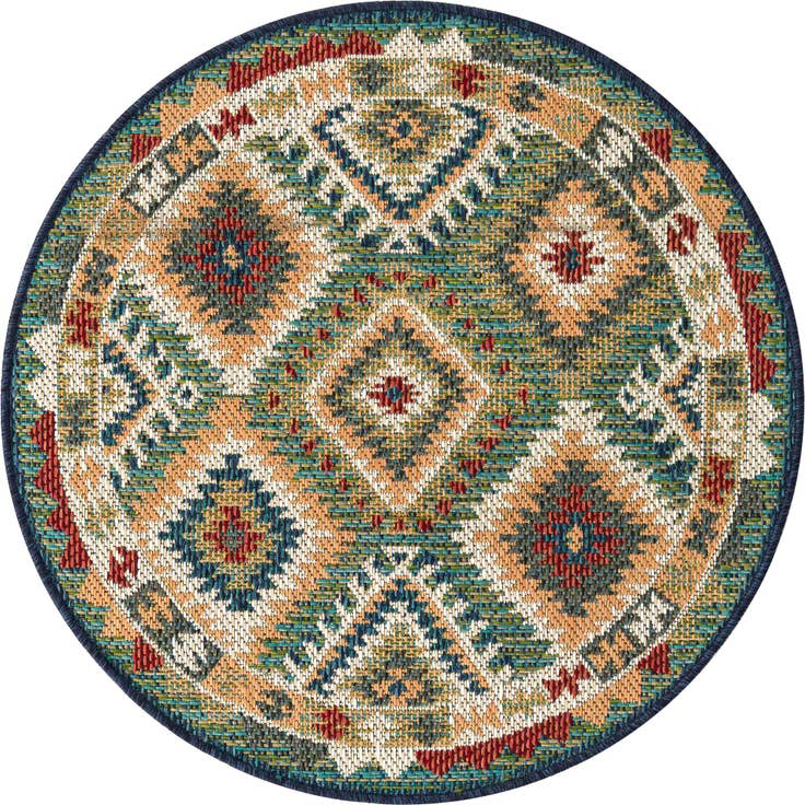 Detail image of 3' 3 x 3' 3 Easy-Clean Baja Indoor / Outdoor Round Rug
