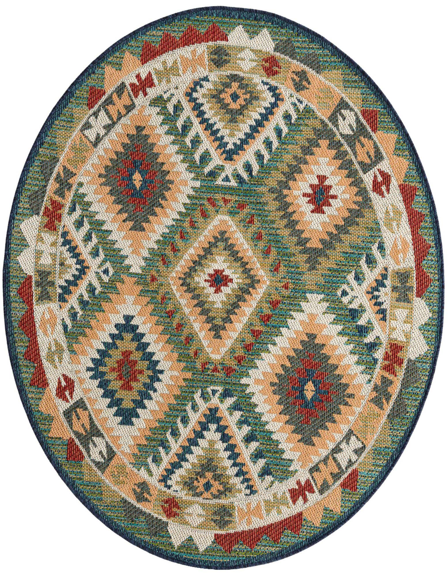 5' 3 x 5' 3 Easy-Clean Baja Indoor / Outdoor Round Rug