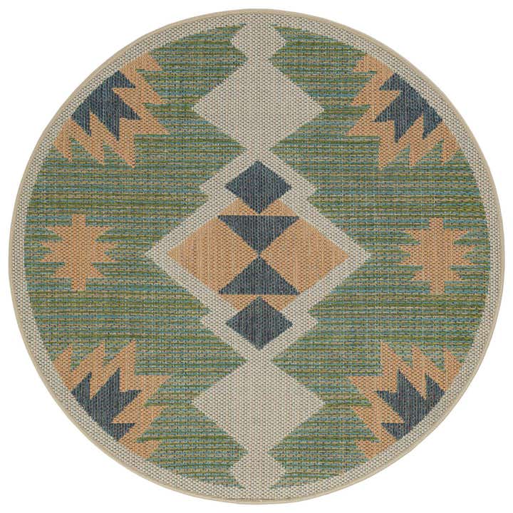 4' x 4' Easy-Clean Baja Indoor / Outdoor Round Rug