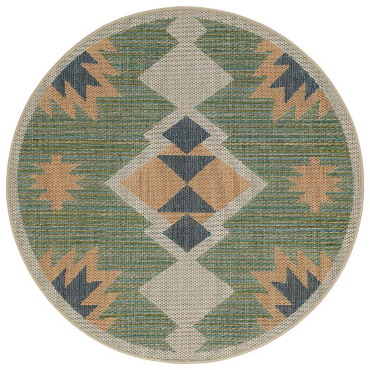 Detail image of 4' x 4' Easy-Clean Baja Indoor / Outdoor Round Rug