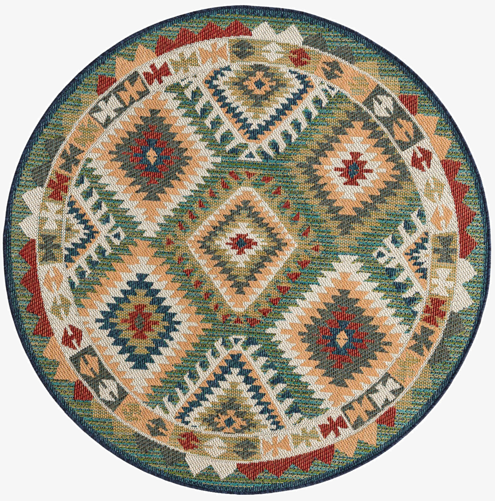 5' 3 x 5' 3  Washable Baja Indoor / Outdoor Round Rug