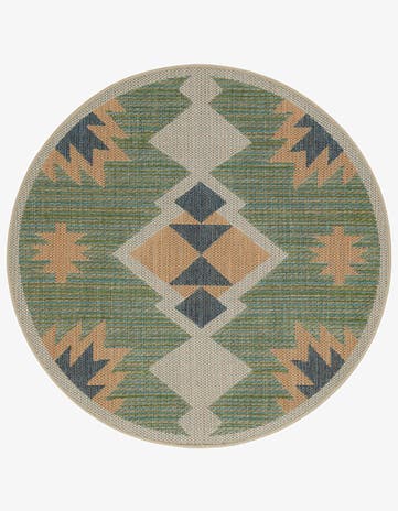 Green Easy-Clean Baja Indoor / Outdoor Round Rug