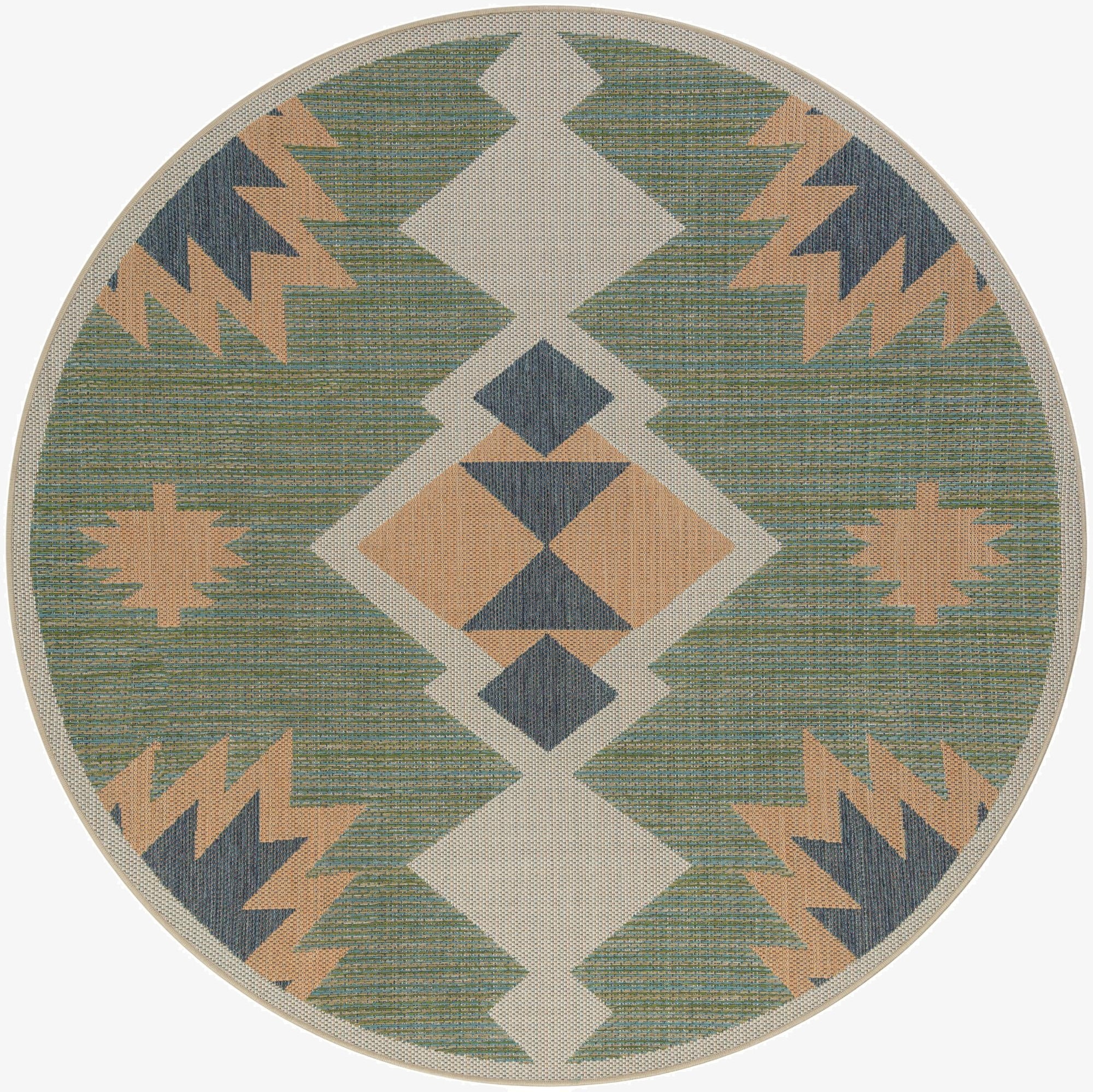 7' x 7'  Washable Baja Indoor / Outdoor Round Rug
