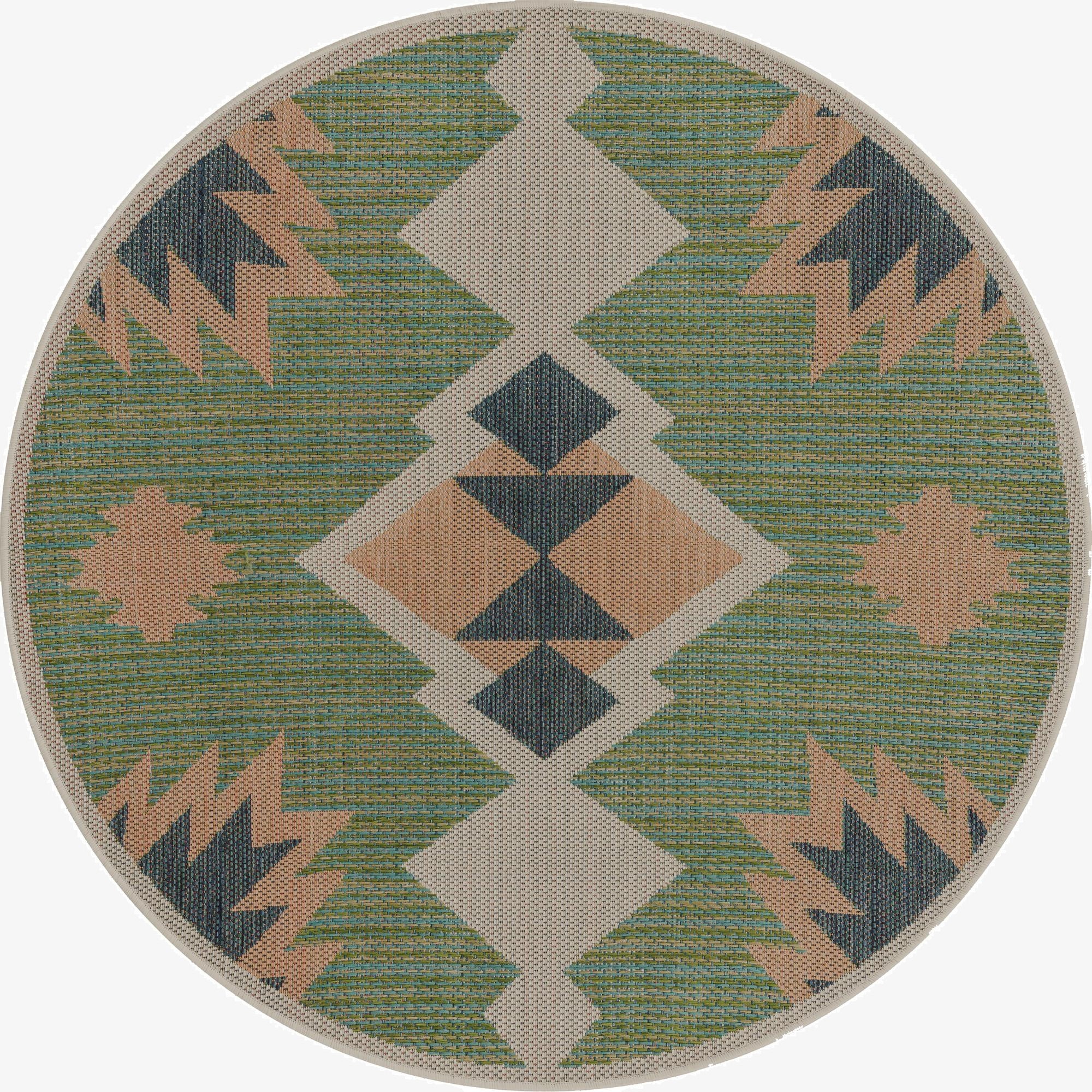 Primary image 5' 3 x 5' 3  Washable Baja Indoor / Outdoor Round Rug