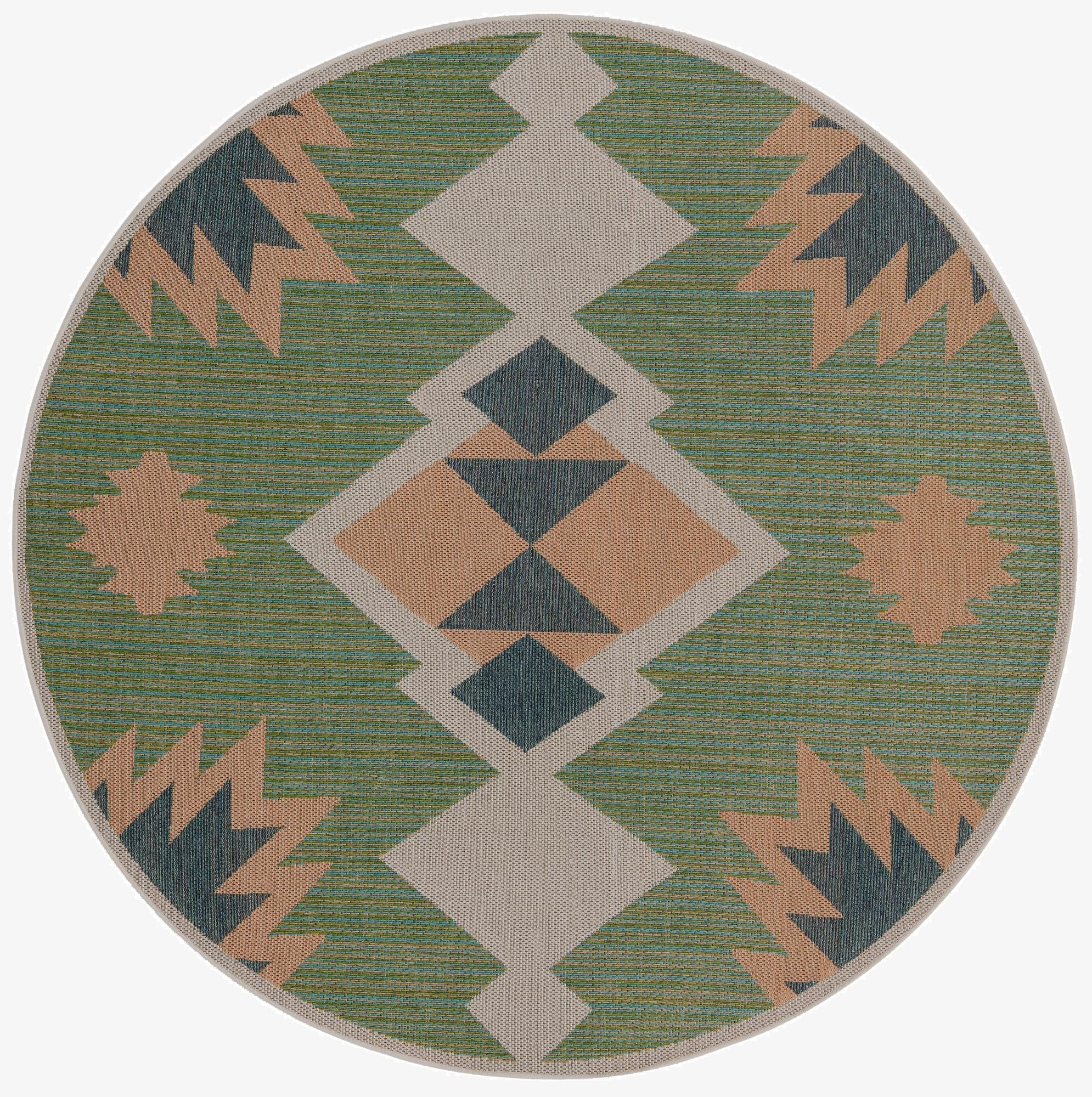 7' 10 x 7' 10  Washable Baja Indoor / Outdoor Round Rug