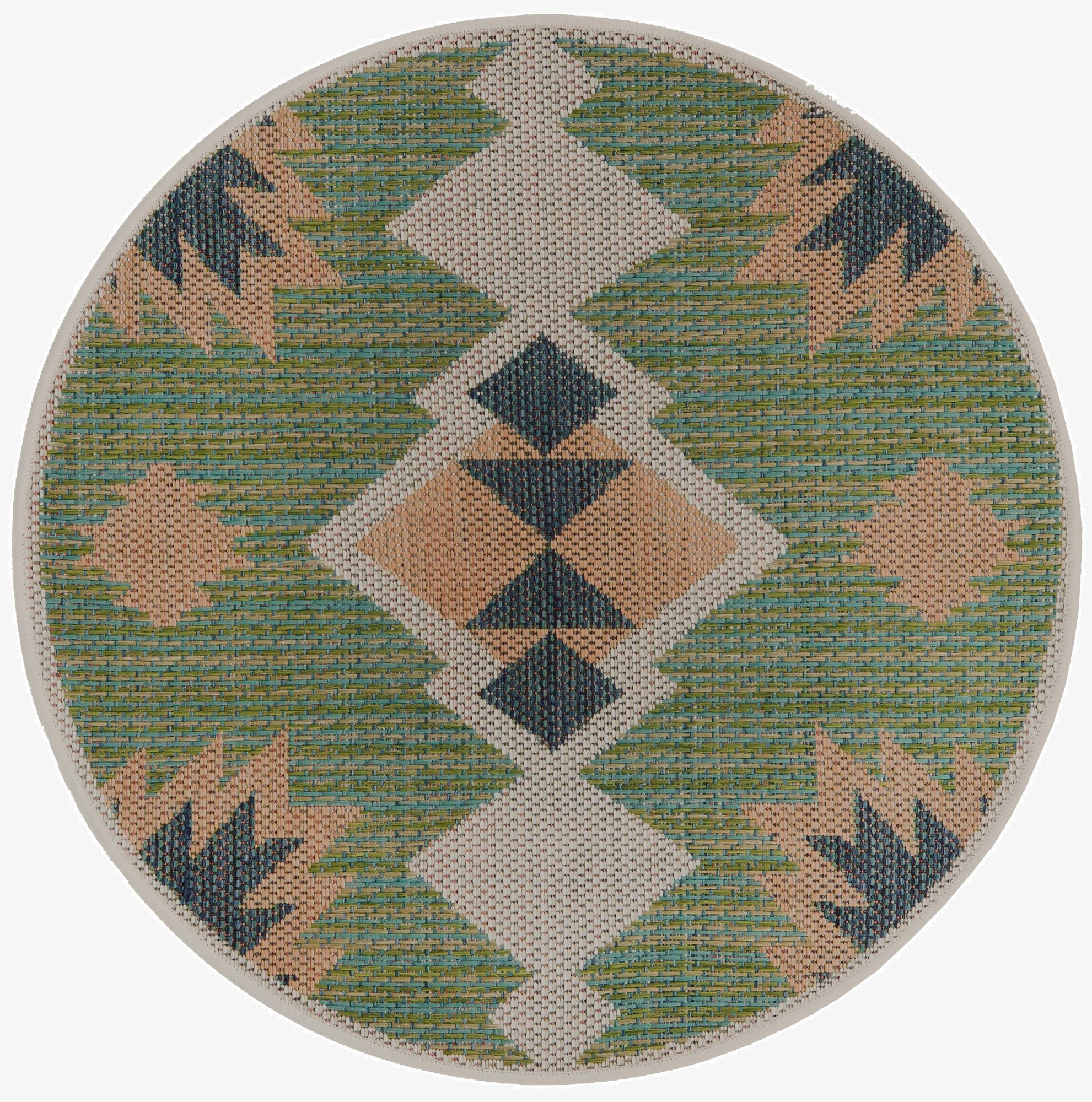 3' 3 x 3' 3  Washable Baja Indoor / Outdoor Round Rug