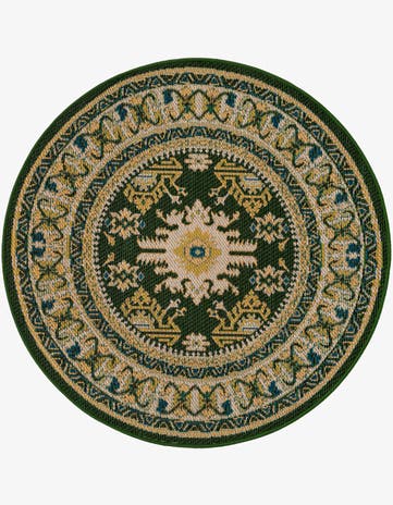 Green Easy-Clean Baja Indoor / Outdoor Round Rug