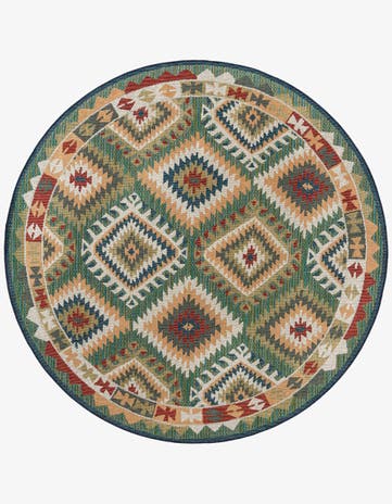Green Easy-Clean Baja Indoor / Outdoor Round Rug