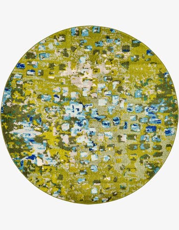 Green Washable Barcelona Round Rug