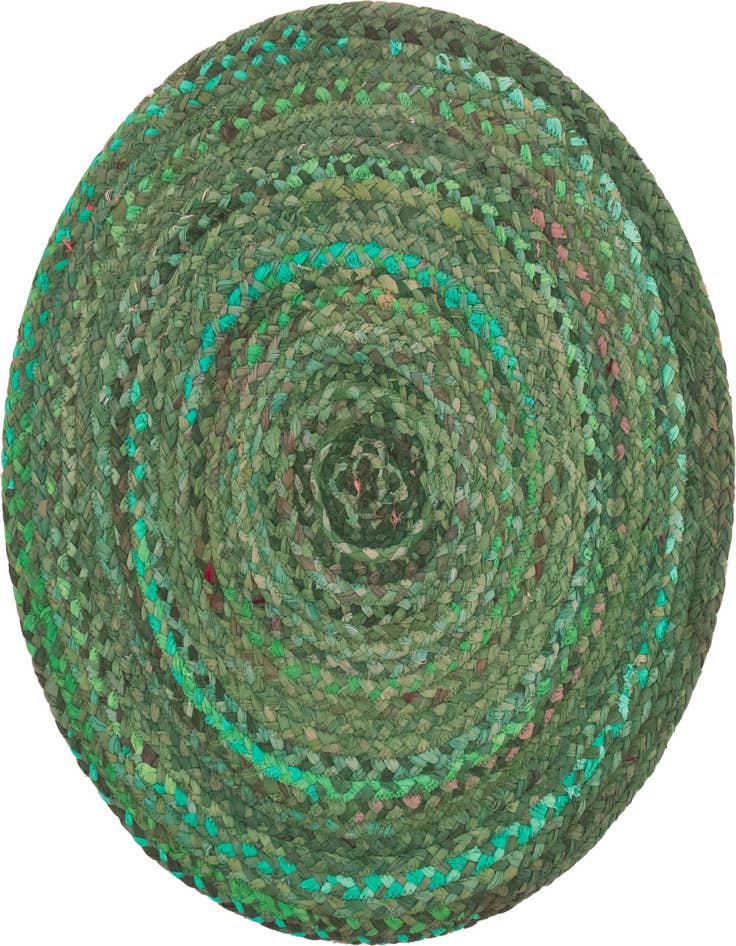 Detail image of 3' 3 x 3' 3  Hand Braided Chindi Round Rug