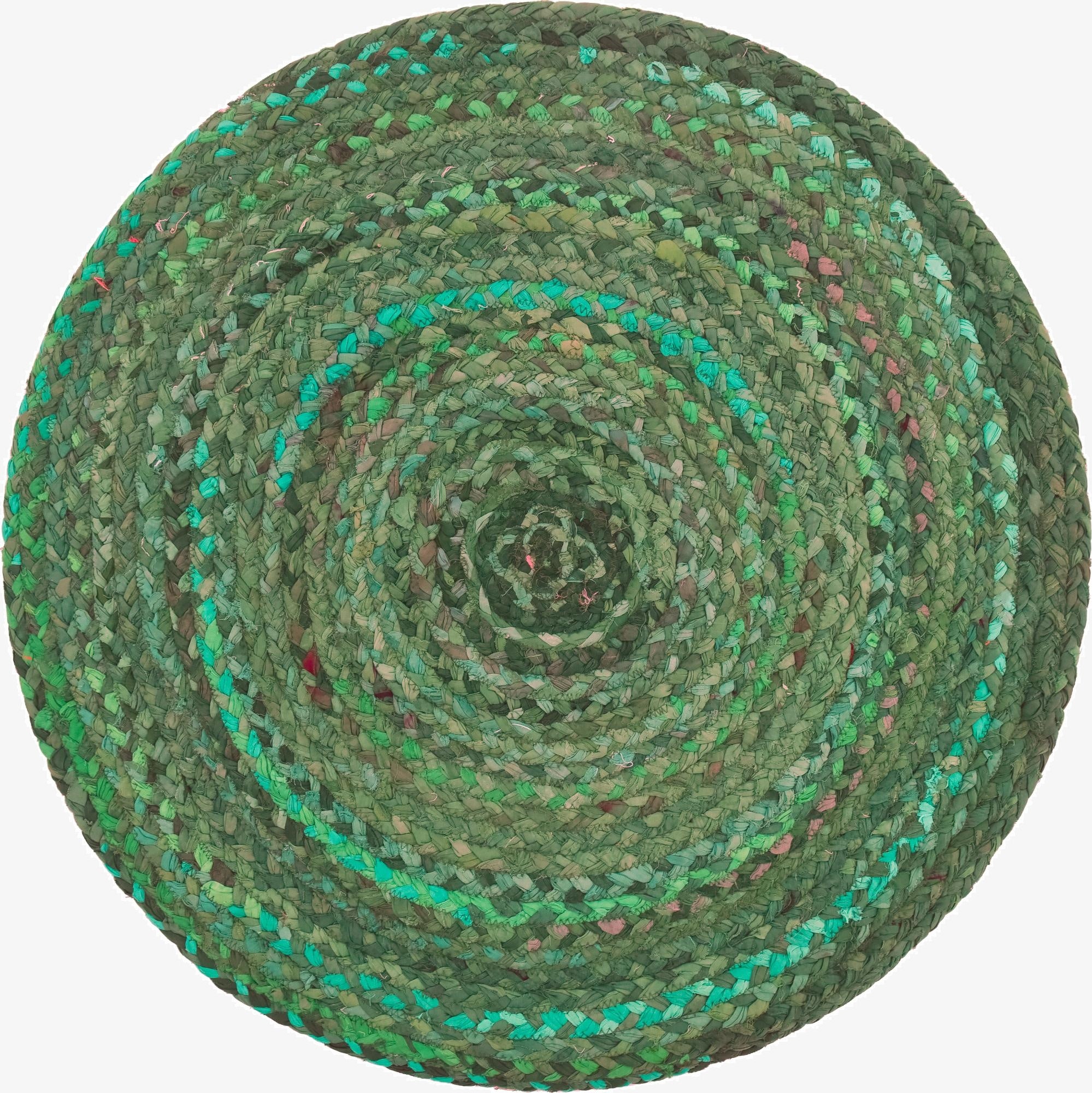 3' 3 x 3' 3  Hand Braided Chindi Round Rug