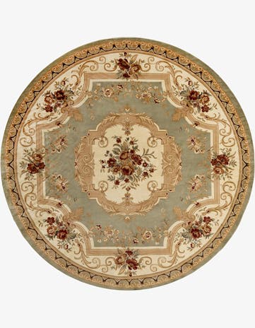 Green Classic Aubusson Round Rug