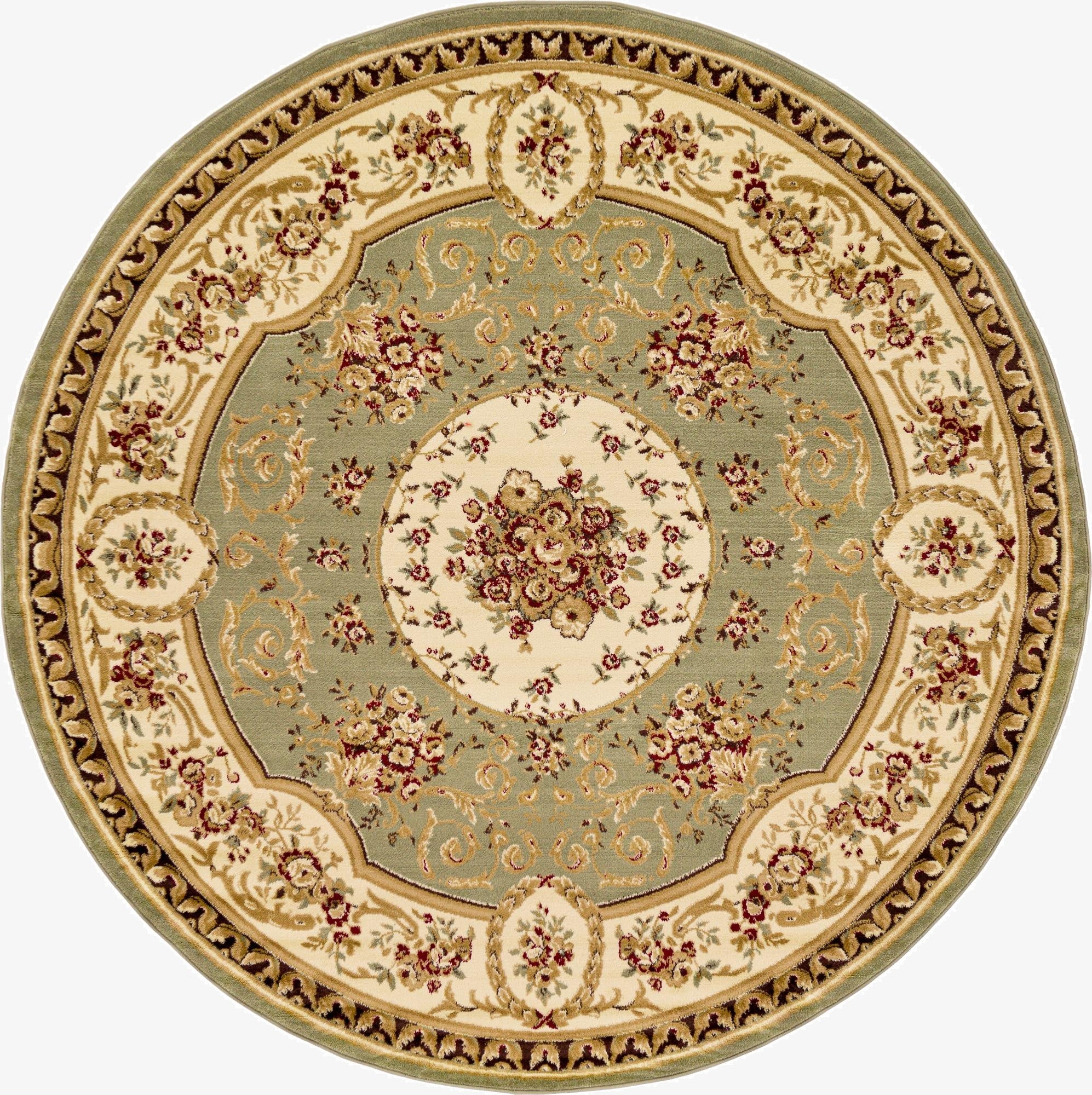 7' 10 x 7' 10 Classic Aubusson Round Rug
