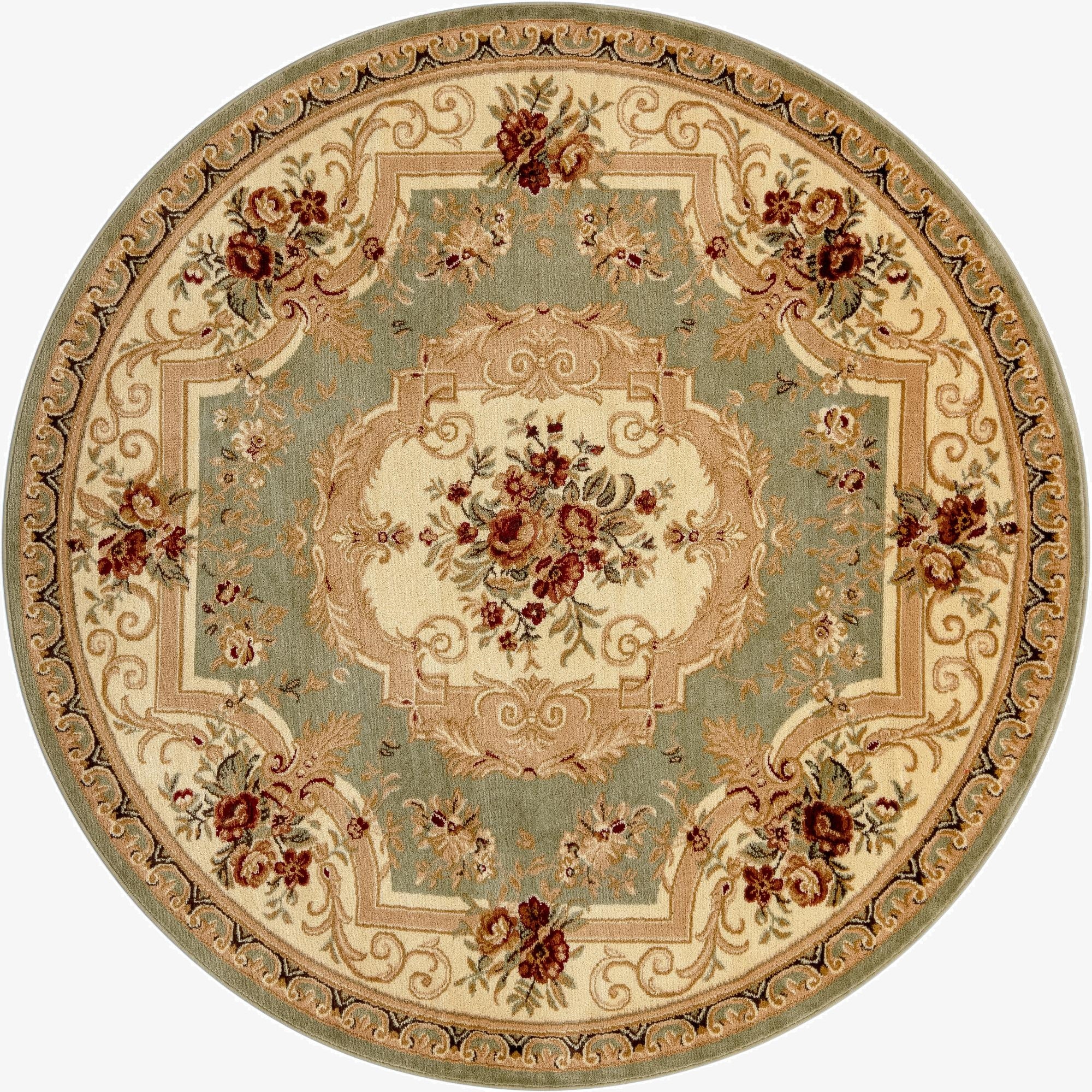 7' x 7' Classic Aubusson Round Rug