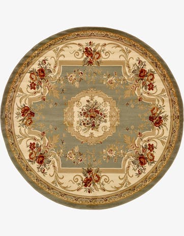Green Classic Aubusson Round Rug