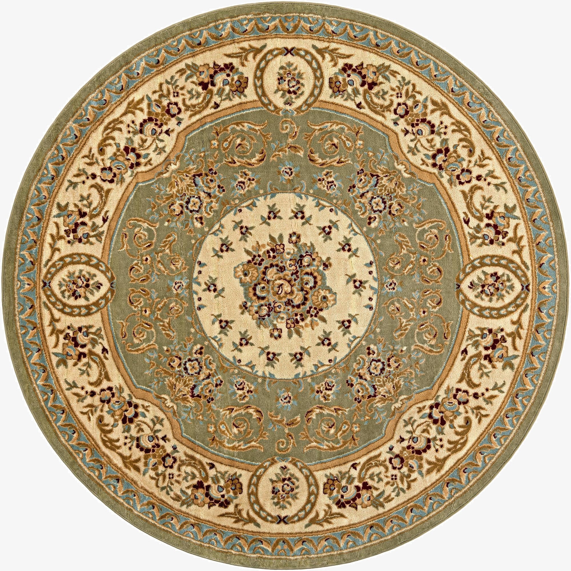 7' 10 x 7' 10 Classic Aubusson Round Rug