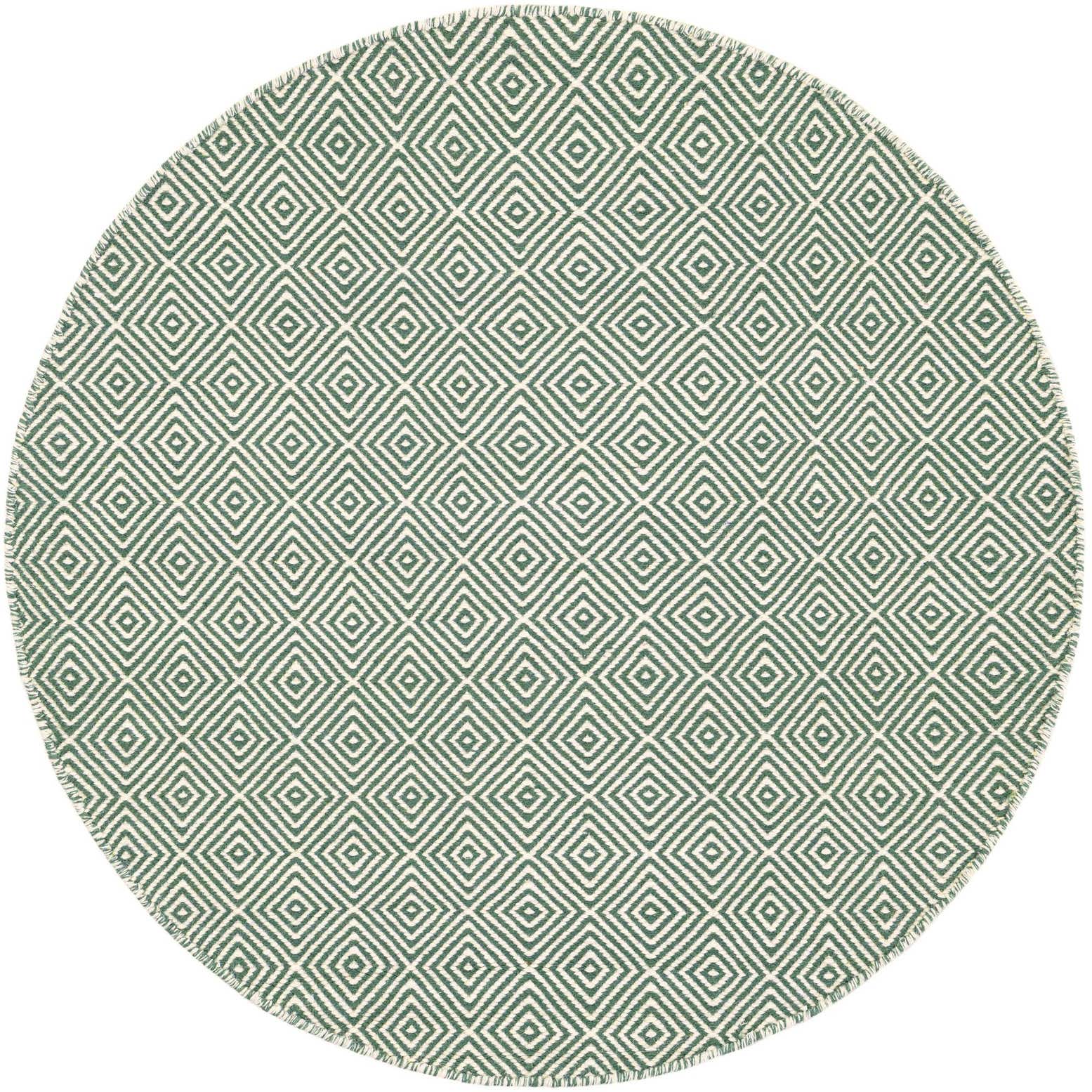 4' 1 x 4' 1 Hand Woven Geo Trellis Flatweave Round Rug