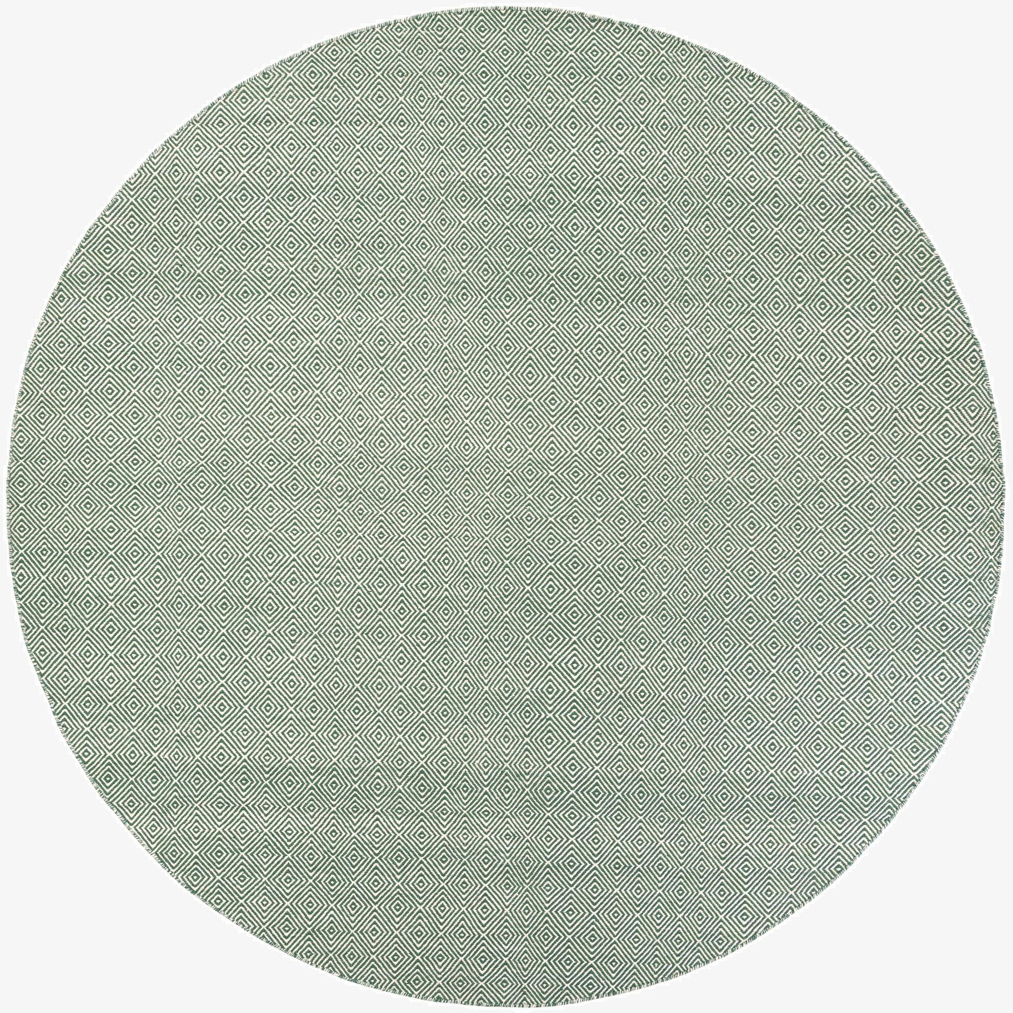 305cm x 305cm  Hand Woven Geo Trellis Flatweave Round Rug