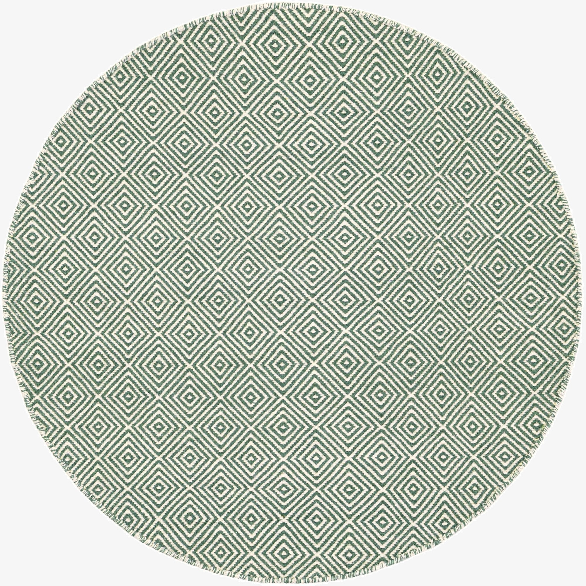 125cm x 125cm  Hand Woven Geo Trellis Flatweave Round Rug