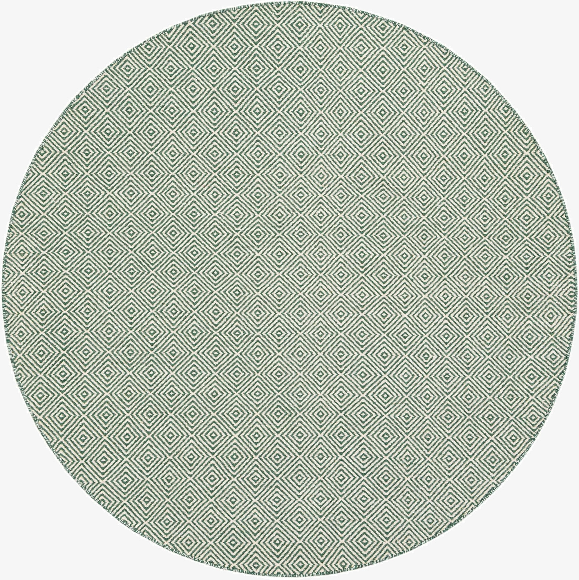 185cm x 185cm  Hand Woven Geo Trellis Flatweave Round Rug
