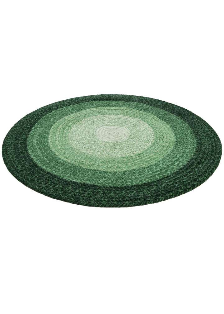 3' 1 x 3' 1 Handmade Hand Braided Wool Round Rug
