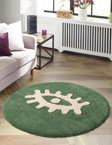 3' 3 x 3' 3 Handtufted Wool Round Rug