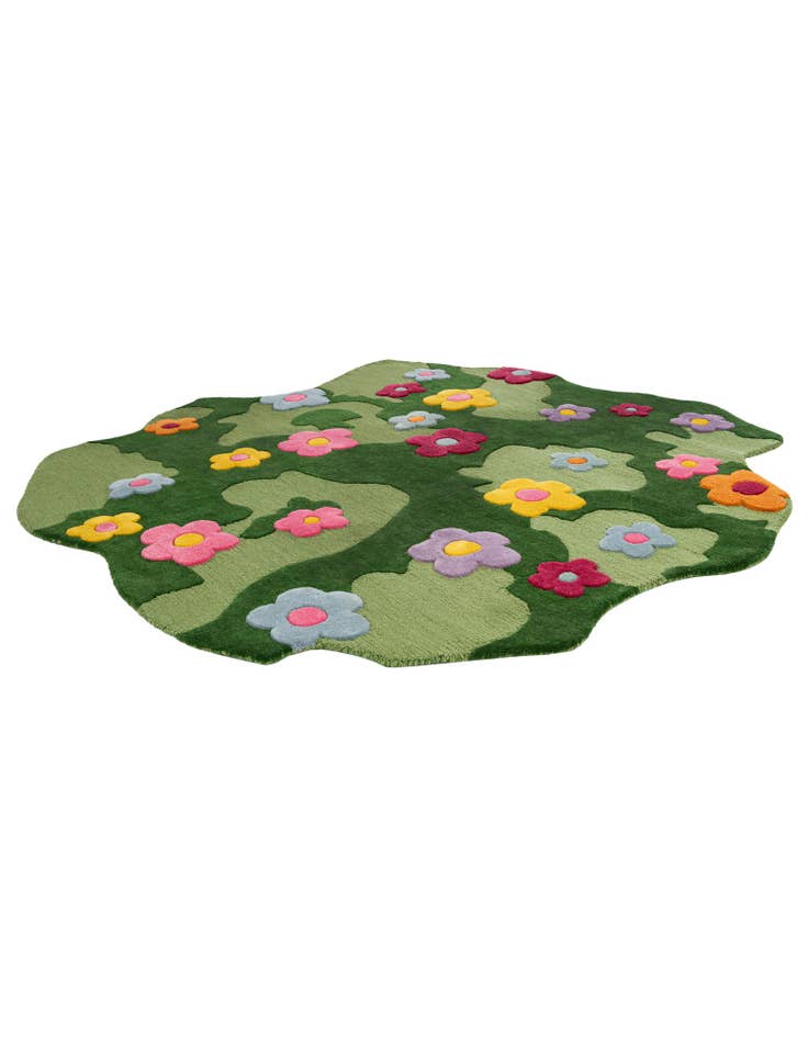 Detail image of 7' 1 x 7' 1 Happy Rugs Moss Funky Flower Wool Round