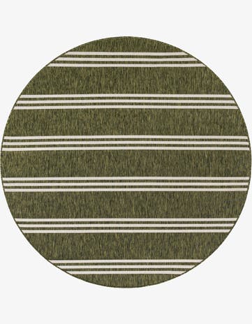 Green Easy-Clean Jill Zarin Anguilla Indoor / Outdoor Round Rug