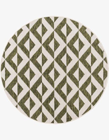 Green Easy-Clean Jill Zarin Napa Indoor / Outdoor Round Rug