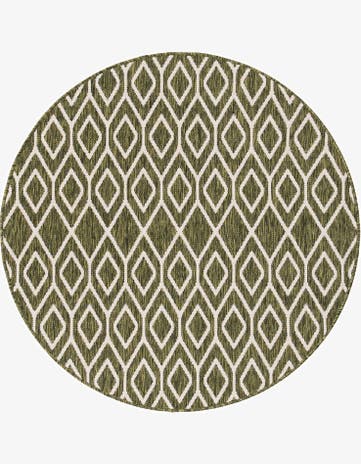 Green Easy-Clean Jill Zarin Turks and Caicos Indoor / Outdoor Round Rug
