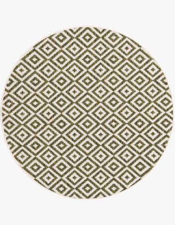 Green Easy-Clean Jill Zarin Costa Rica Indoor / Outdoor Round Rug
