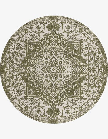 Green Easy-Clean Jill Zarin Dubai Indoor / Outdoor Round Rug