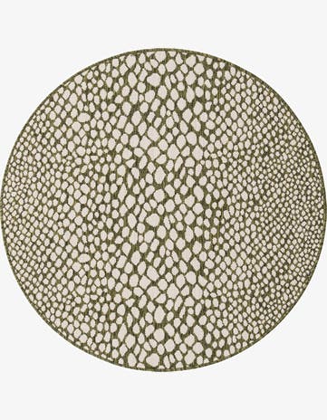 Green Easy-Clean Jill Zarin Cape Town Indoor / Outdoor Round Rug