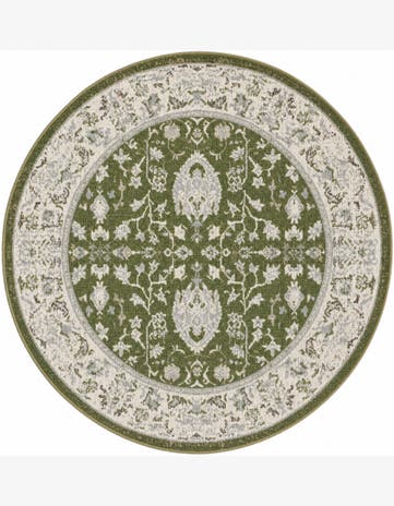 Green Kamala Washable Round Rug