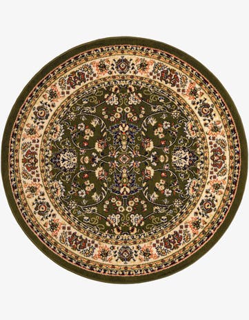 Green Kashan Design Round Rug