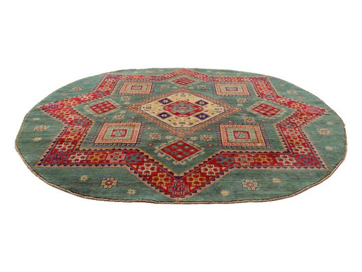 8' x 8' 1 Hand Knotted Kazak Round Rug