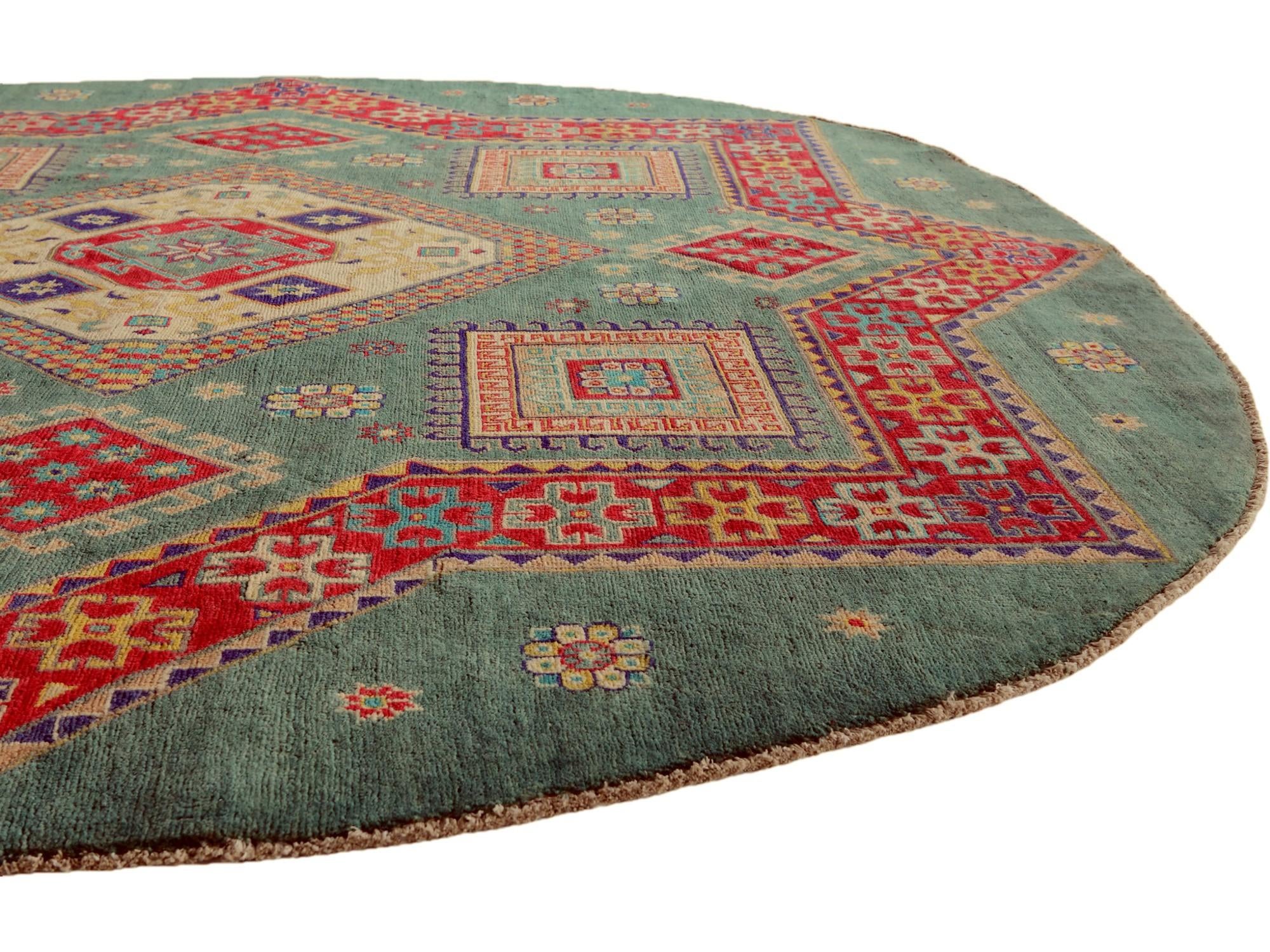 8' x 8' 1 Hand Knotted Kazak Round Rug