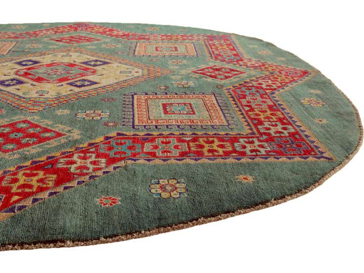 8' x 8' 1 Hand Knotted Kazak Round Rug
