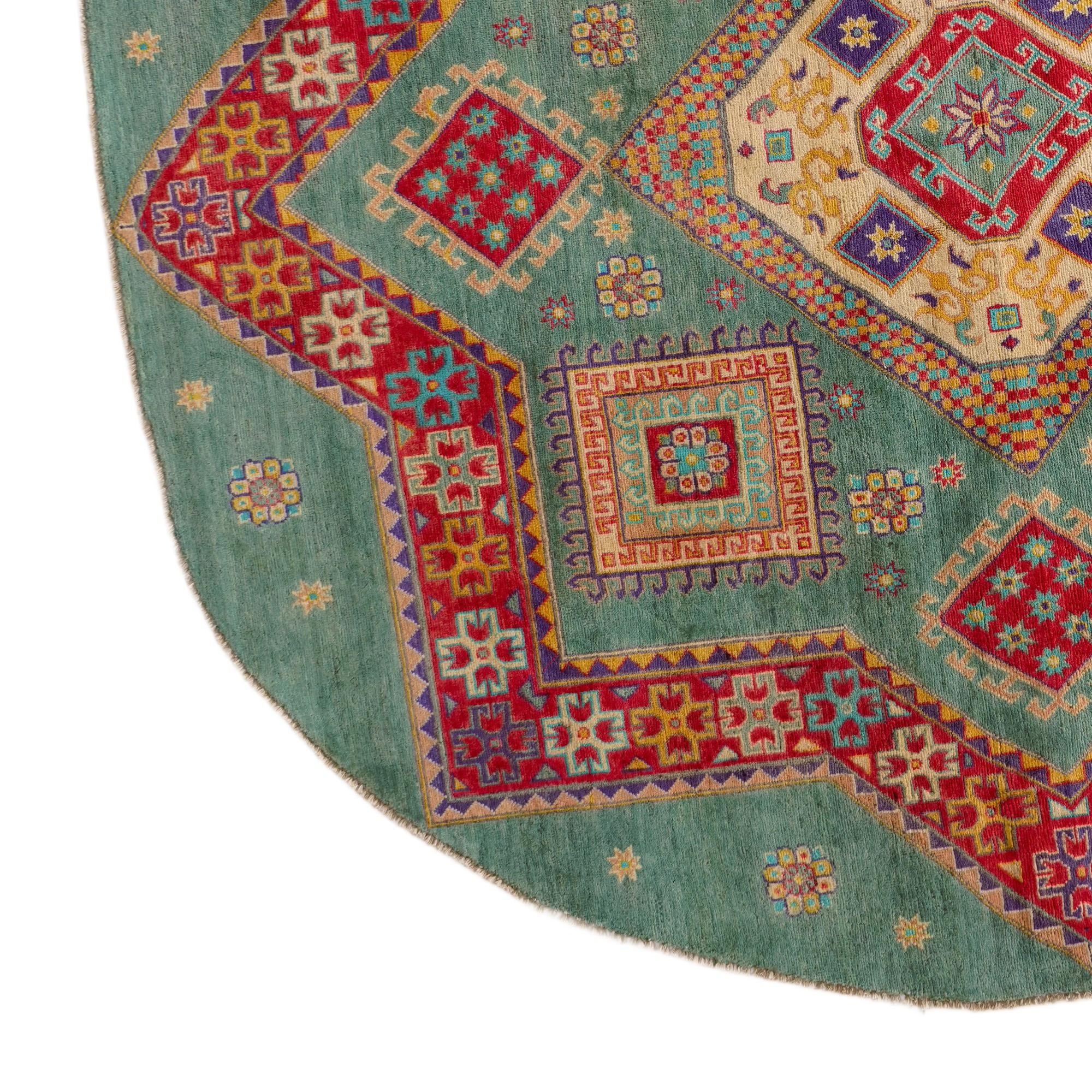 8' x 8' 1 Hand Knotted Kazak Round Rug