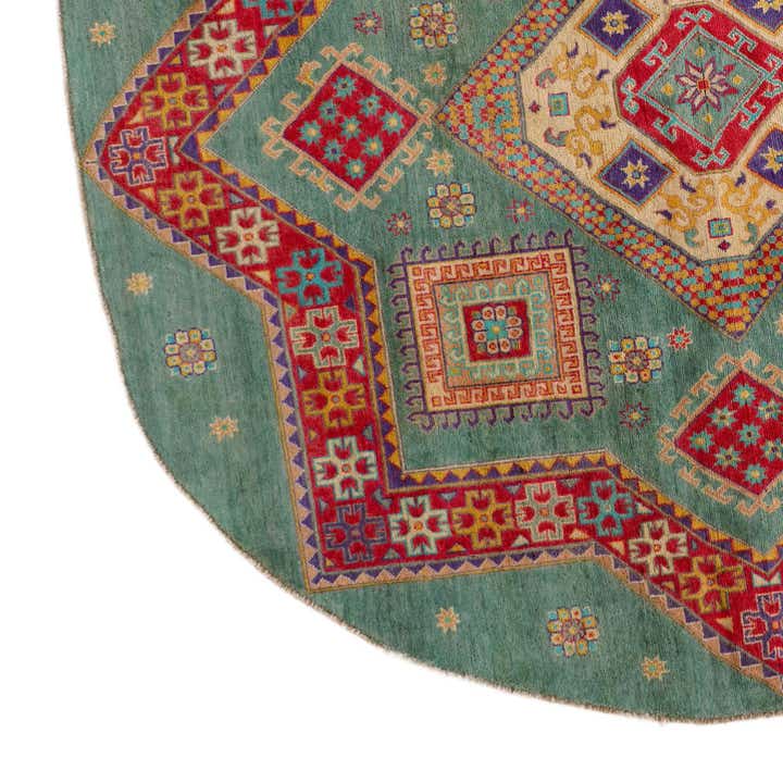 8' x 8' 1 Hand Knotted Kazak Round Rug