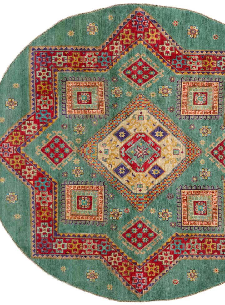 8' x 8' 1 Hand Knotted Kazak Round Rug