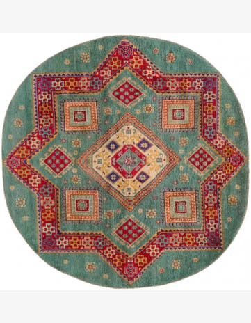 8' x 8' 1 Hand Knotted Kazak Round Rug