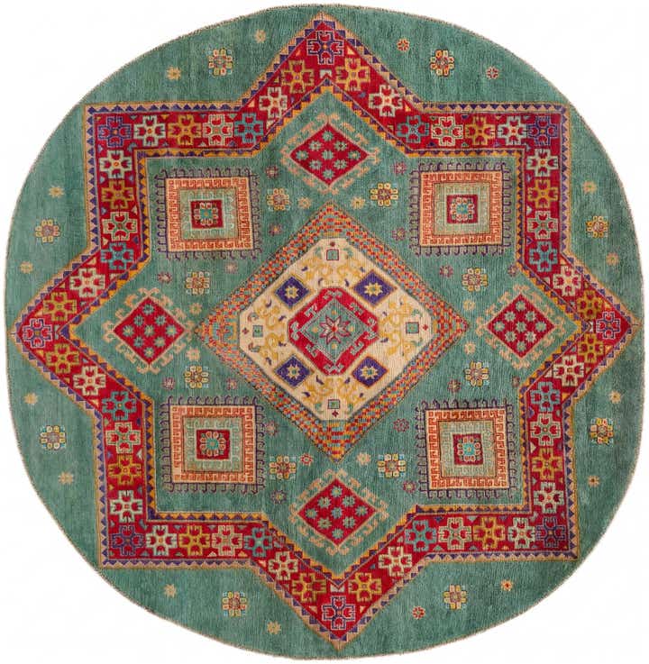 8' x 8' 1 Hand Knotted Kazak Round Rug