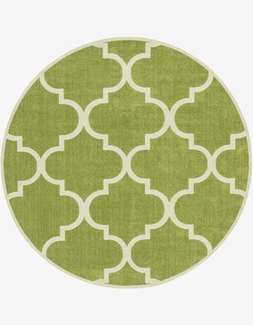 Green Lattice Round Rug
