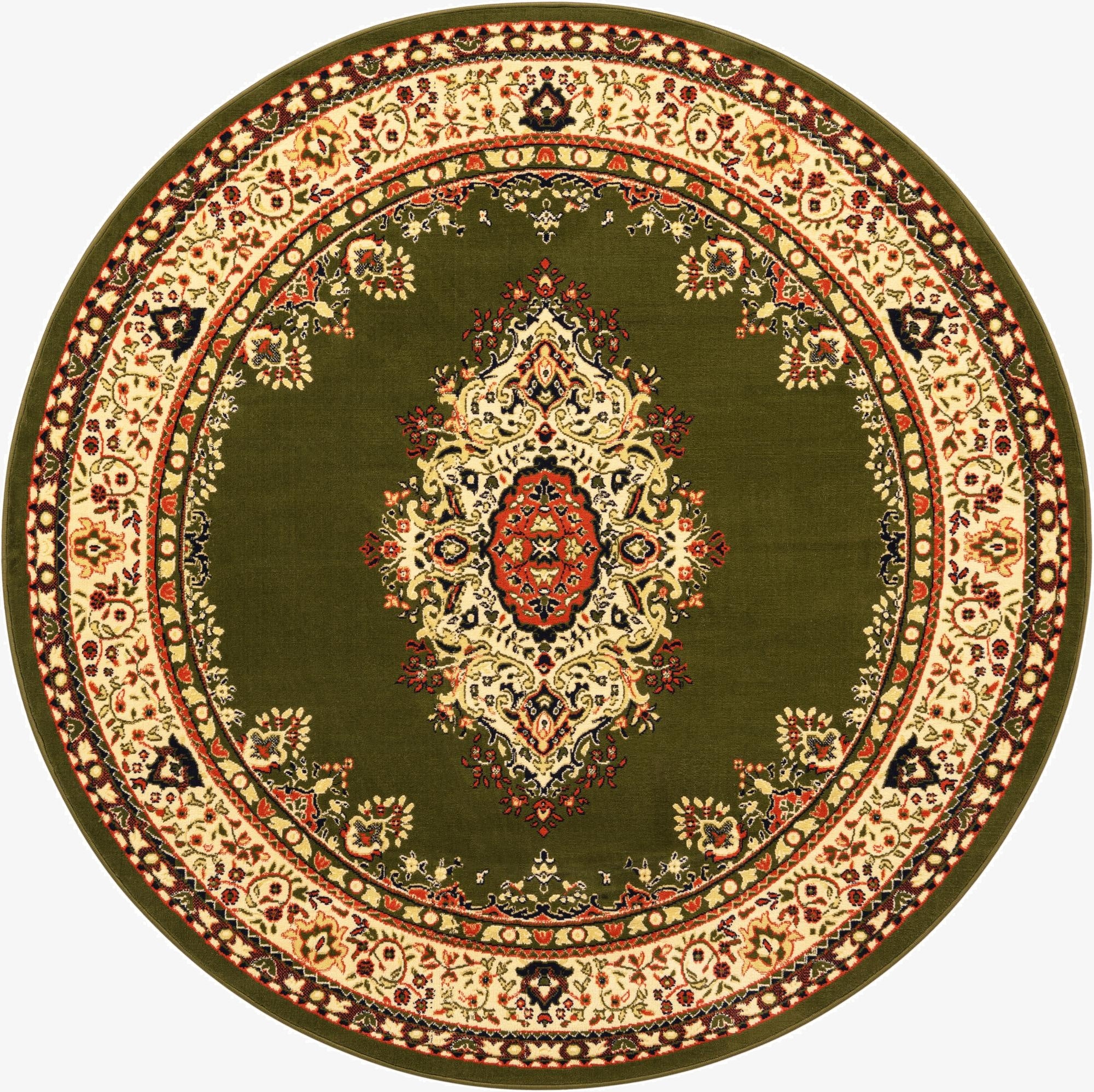 7' 10 x 7' 10 Mashad Design Round Rug